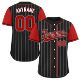 Custom Black Red Stripe Fashion Personalized Authentic Baseball Jersey BSBJ01-D017216